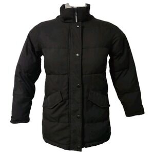 Swiss Tech Jacket Youth Size XXL (18) Black Full Zip  Snap Covered  Puffer Coat